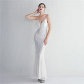 Liana Formal Sequin Charming Scroll Mermaid Dress White / S S.o. Long Dresses