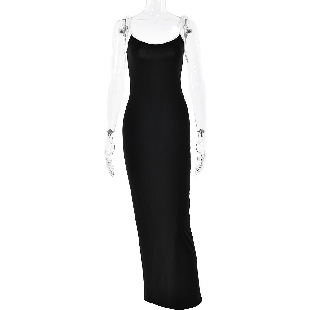 Contrast Binding Scoop Neck Cami Bodycon Maxi Dress 4