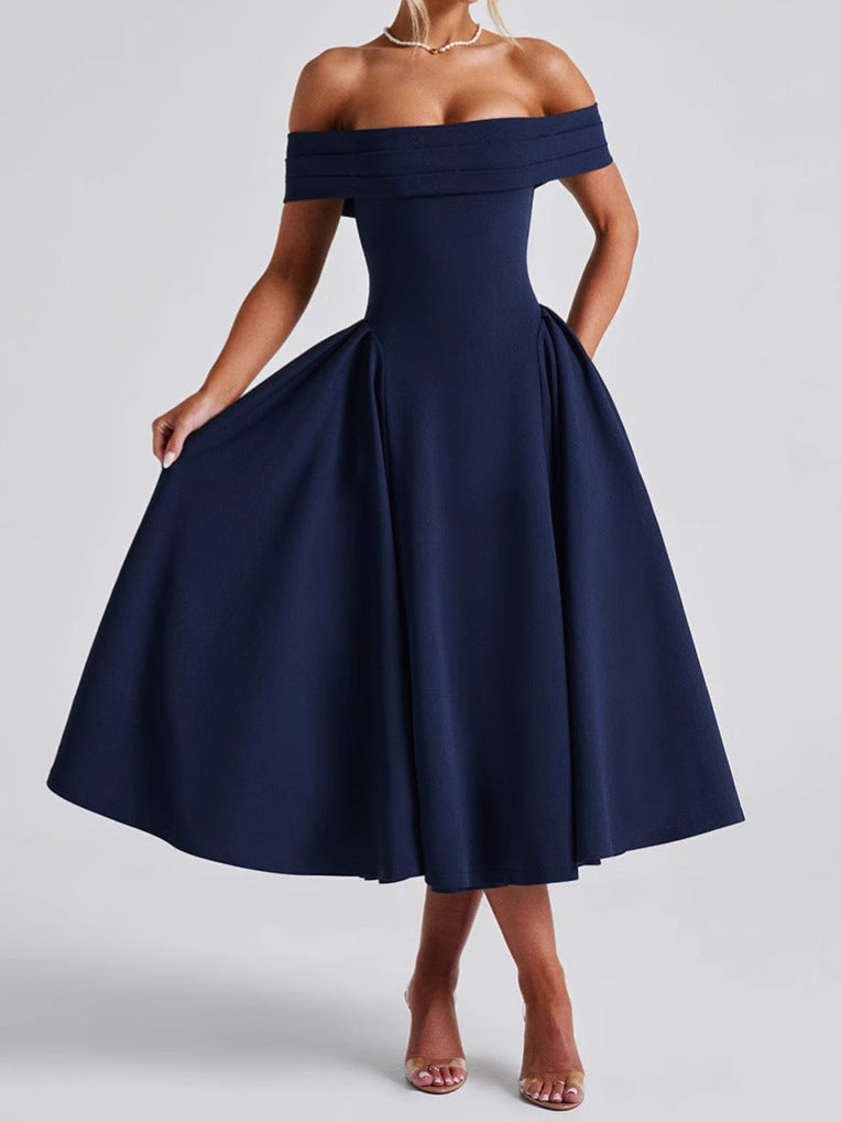 Off Shoulder Fit and Flare Midi Dress 6