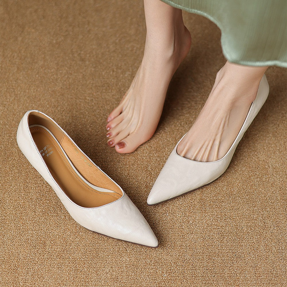 Pointed Toe Slip On Sculpted Mid Heel Pumps