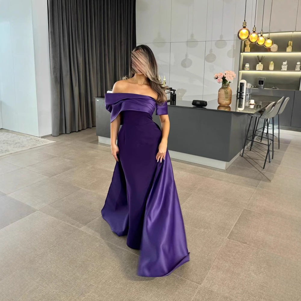 Spring Women Clothing Sexy Sheath Bra Trailing Evening Dress