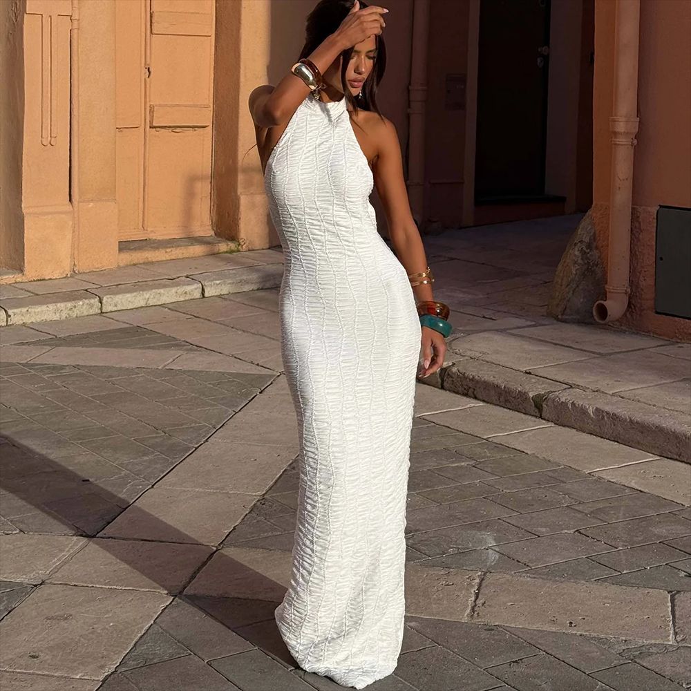 Summer Strap Halter Backless Stretch Sexy Dress