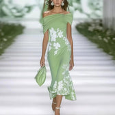 Floral Off Shoulder Mermaid Midi Dress 4