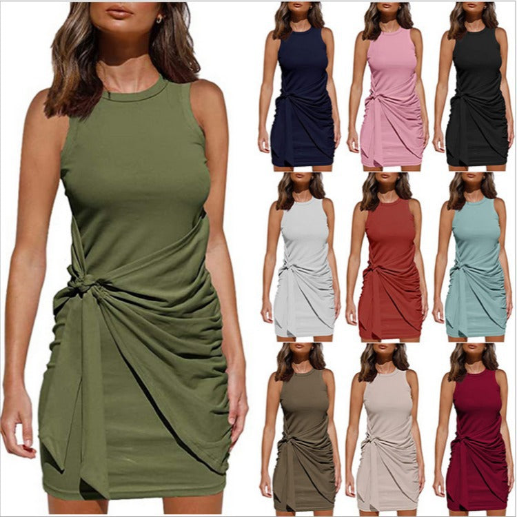 Rosalía Exclusive Women's Sleeveless Twisted Draped Mini Dress Everyday Luxe Edit