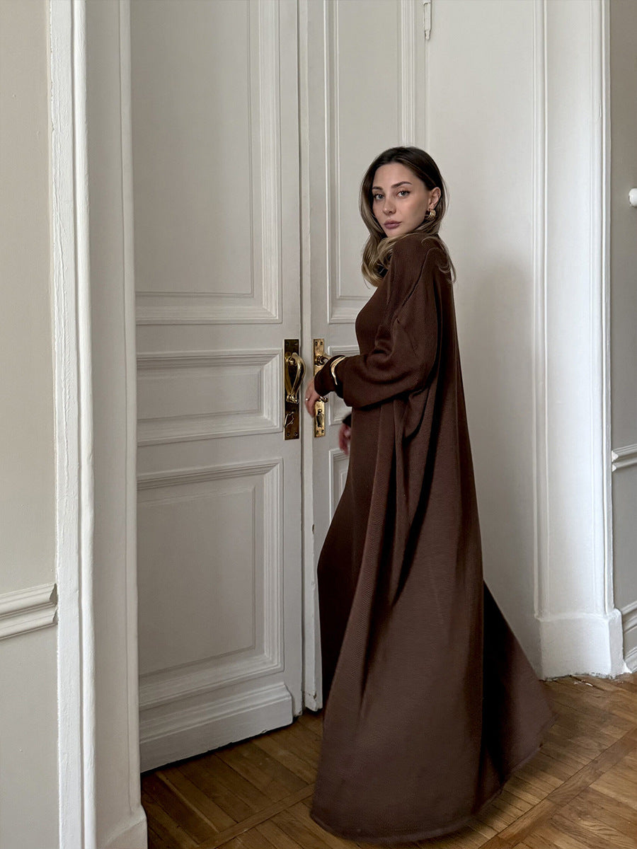 Dark Brown Cotton Two-Piece Set