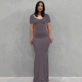 Scoop Neck Spaghetti Strap Bodycon Mermaid Maxi Dress 24