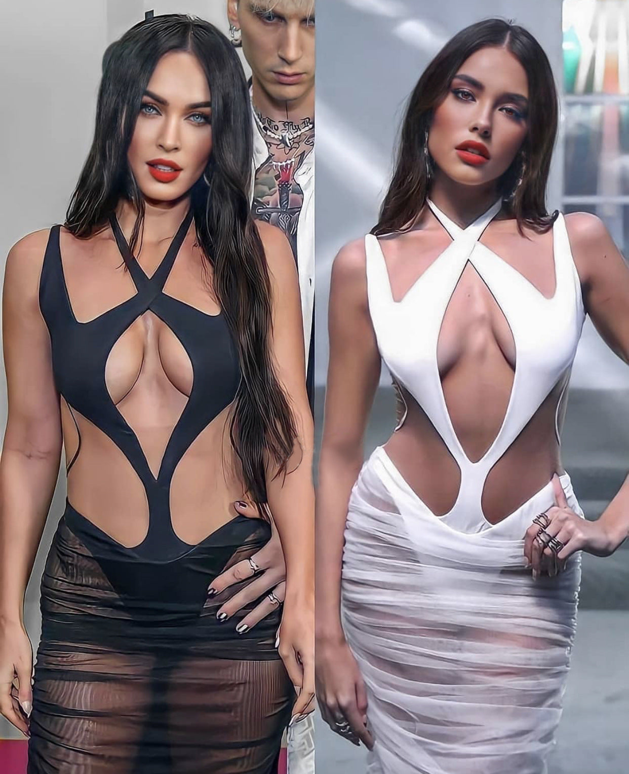 Mesh Hollow Out Cutout Semi - Transparent Slim Fit Maxi Dress Dress Bandage Catwalk