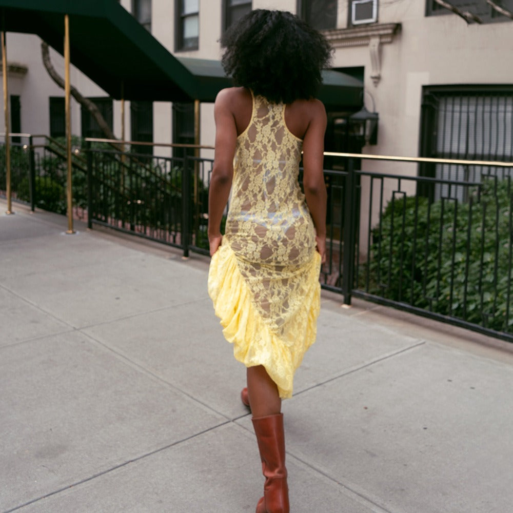 Lace See-Through Irregular Dress