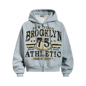 Vintage Graffiti Letter Print Zip Hoodie