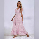 Floral V-Neck Flutter Sleeve Smocked Tiered Maxi Dress 4