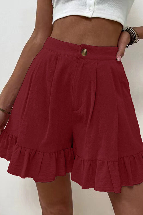 Button Flutter Hem Shorts