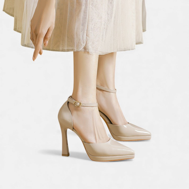 Pointed Toe Ankle Strap Platform Stiletto Pumps