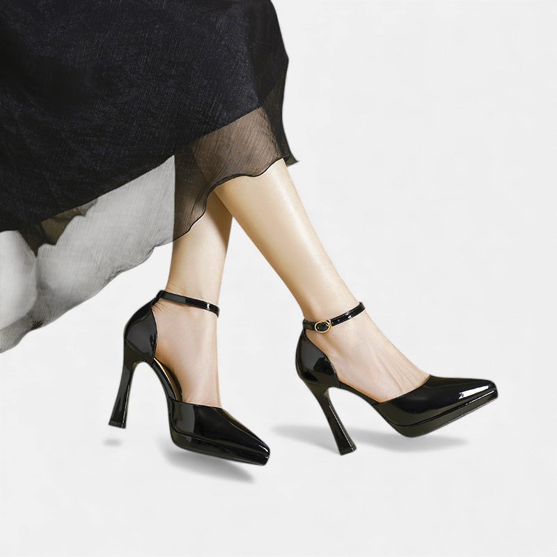 Pointed Toe Ankle Strap Platform Stiletto Pumps