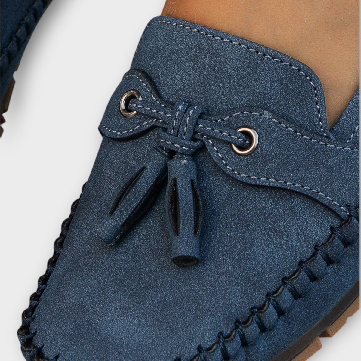 Suede Look Tassel Round Toe Slip On Loafers