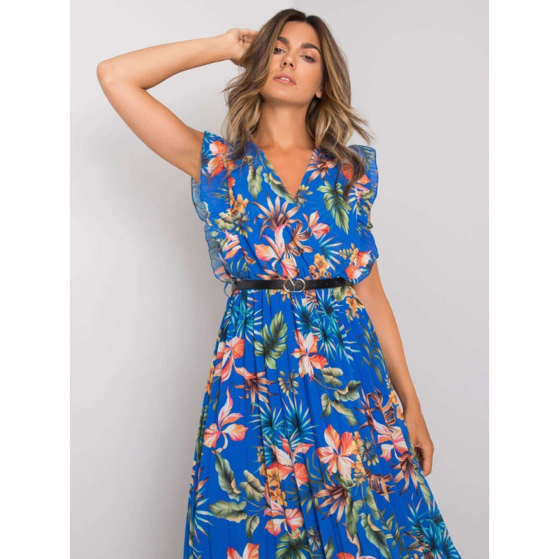 Eugenia Statement Women's Flower Ruffle Midi Dress Elevated Occasion Wear
