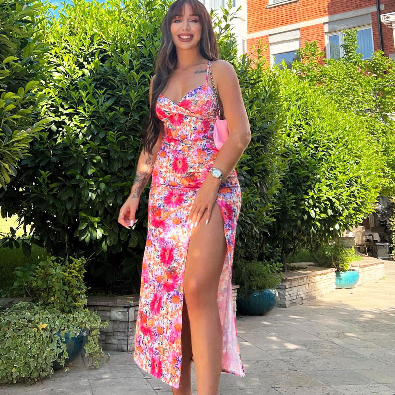 Harriet Minimalist Women's Floral Maxi Dress with High Slit Everyday Luxe Edit