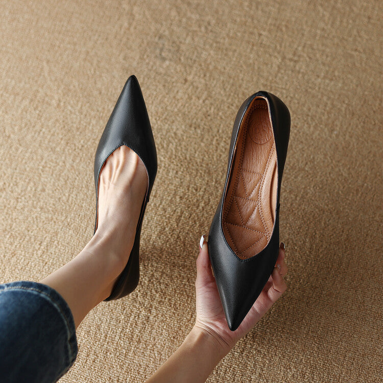 Pointed Toe Slip On Kitten Heel Pumps