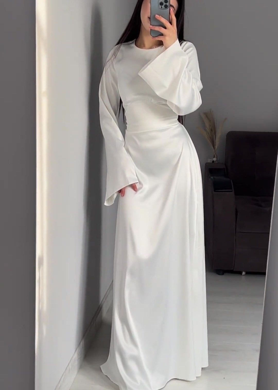 Aurora - Satin Long Sleeve Maxi Dress 6