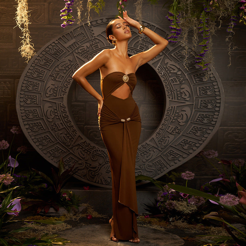 Lucian Maxi Dress-Brown