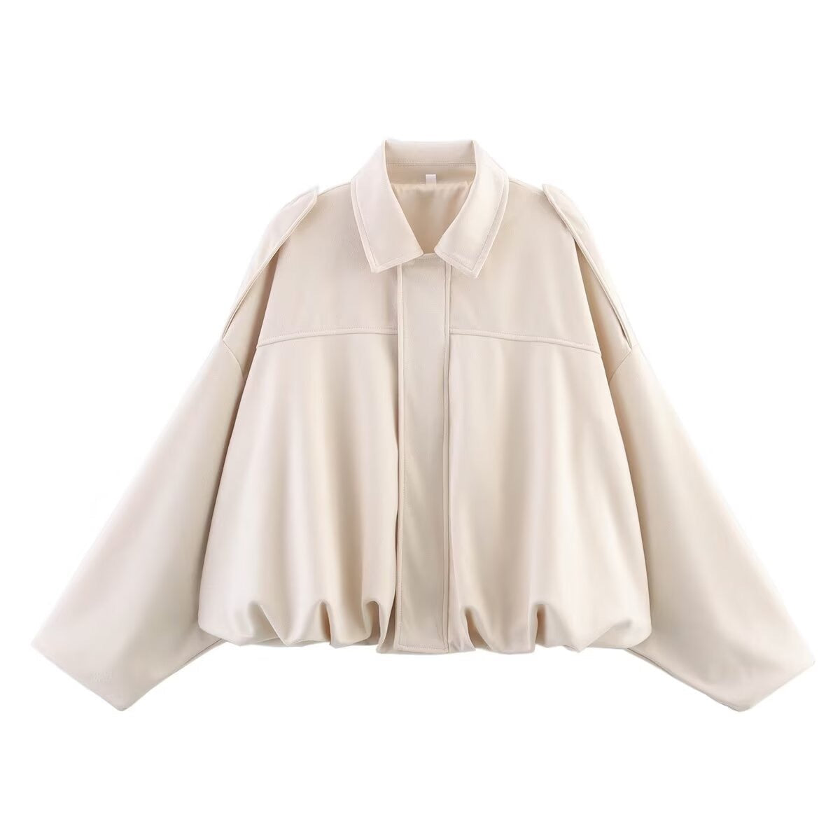 Collared Drop Shoulder Suede Look Oversized Jacket