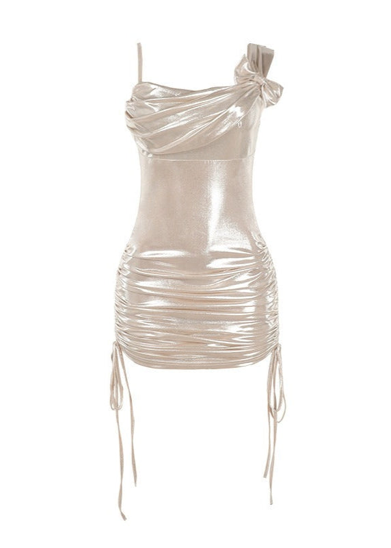 Luxe Radiance Satin Ruched Mini Dress