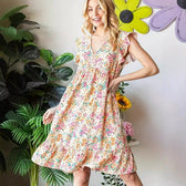 Floral V-Neck Flutter Sleeve Tiered Mini Dress 3