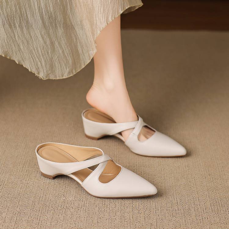 Pointed Toe Cross Strap Mary Jane Flats