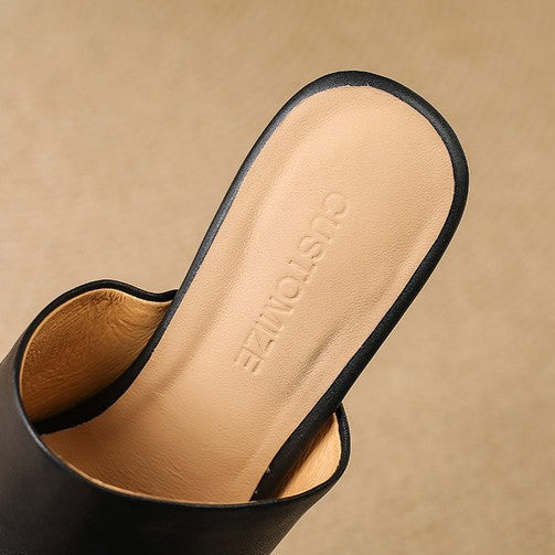 Open Toe Sculpted Block Heel Mules