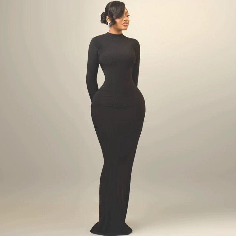 Sexy Backless Sheath Dress Women High Collar Slim Fit Cocktail Formal Dress