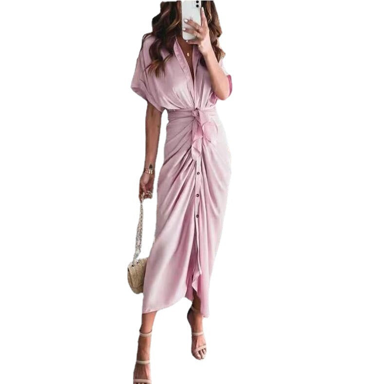 Meryl Satin Tie Front Midi Dress Spring Coral 3
