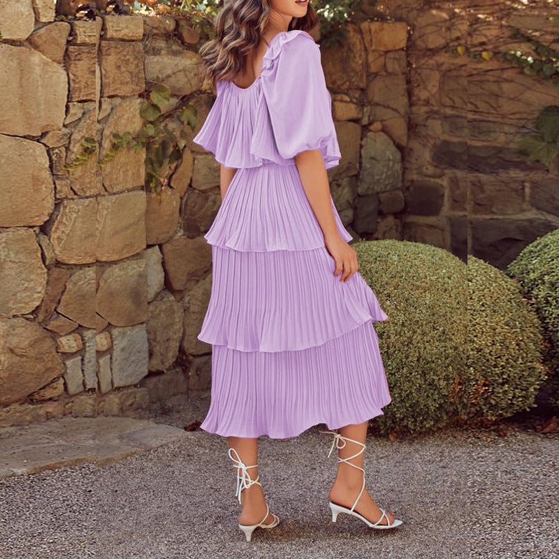 Inez Tiered Plisse Midi Dress - FINAL SALE