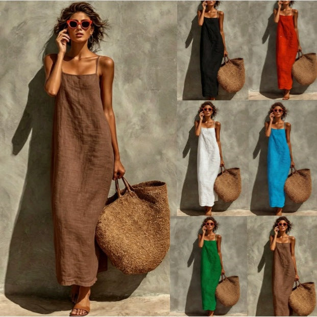 Square Neck Spaghetti Strap Maxi Dress
