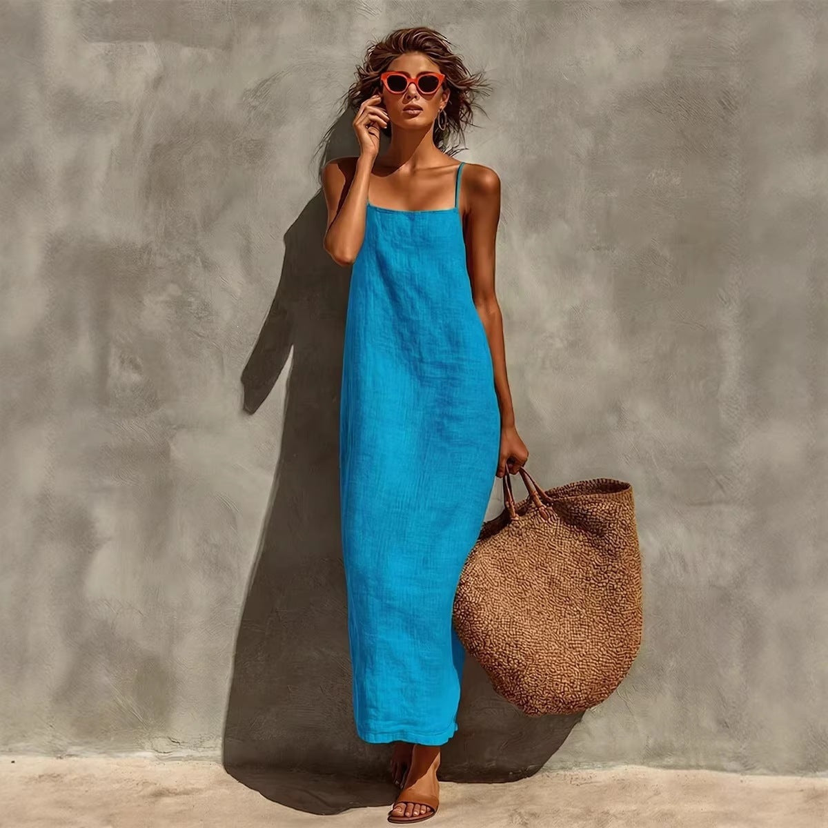 Square Neck Spaghetti Strap Maxi Dress 10