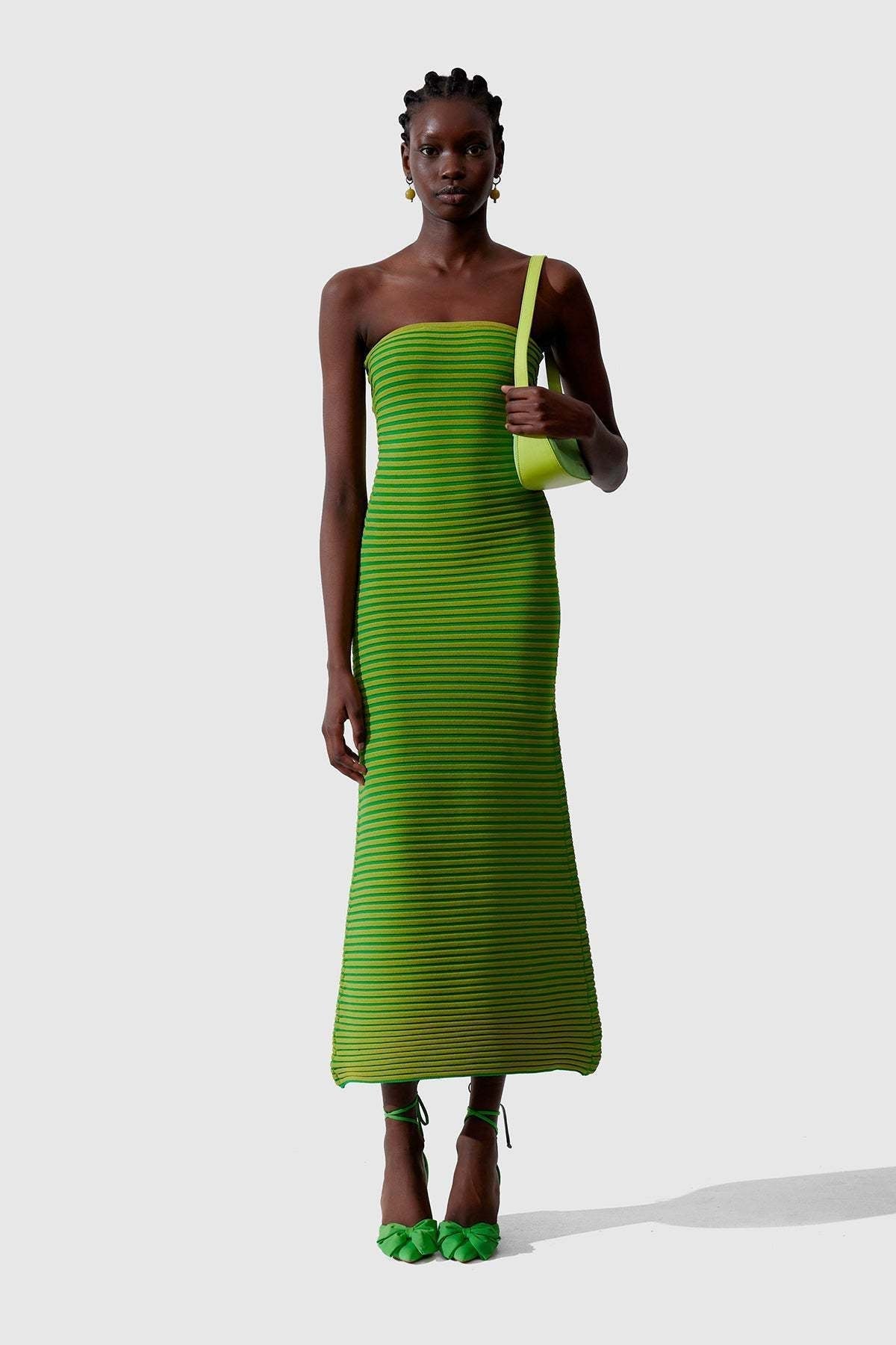Susana Effortless Sleeveless Maxi Dress in Striped Knit Premium Wardrobe Essential