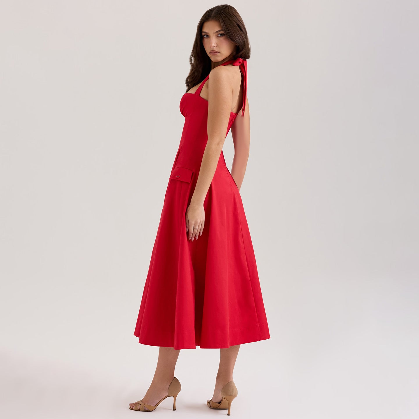 Carnes Midi Dress Red