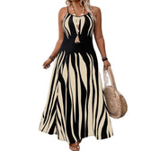 Abstract Print Spaghetti Strap A-Line Maxi Dress 5