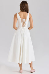 Cotton Maxi Dress with Lace-Up Back - View 8