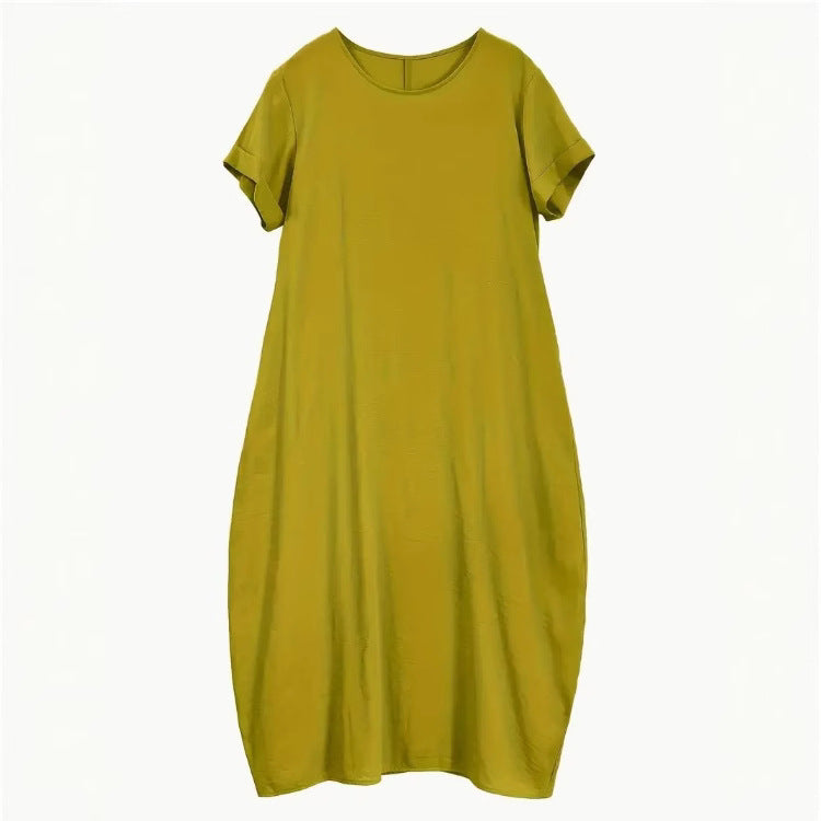 Short Sleeve Loose Linen Maxi Dress Summer 3