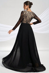 Abel Black Long-Sleeve Lace Maxi Dress - View 6