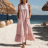 Striped Sleeveless Ruffle Hem Maxi Dress 4