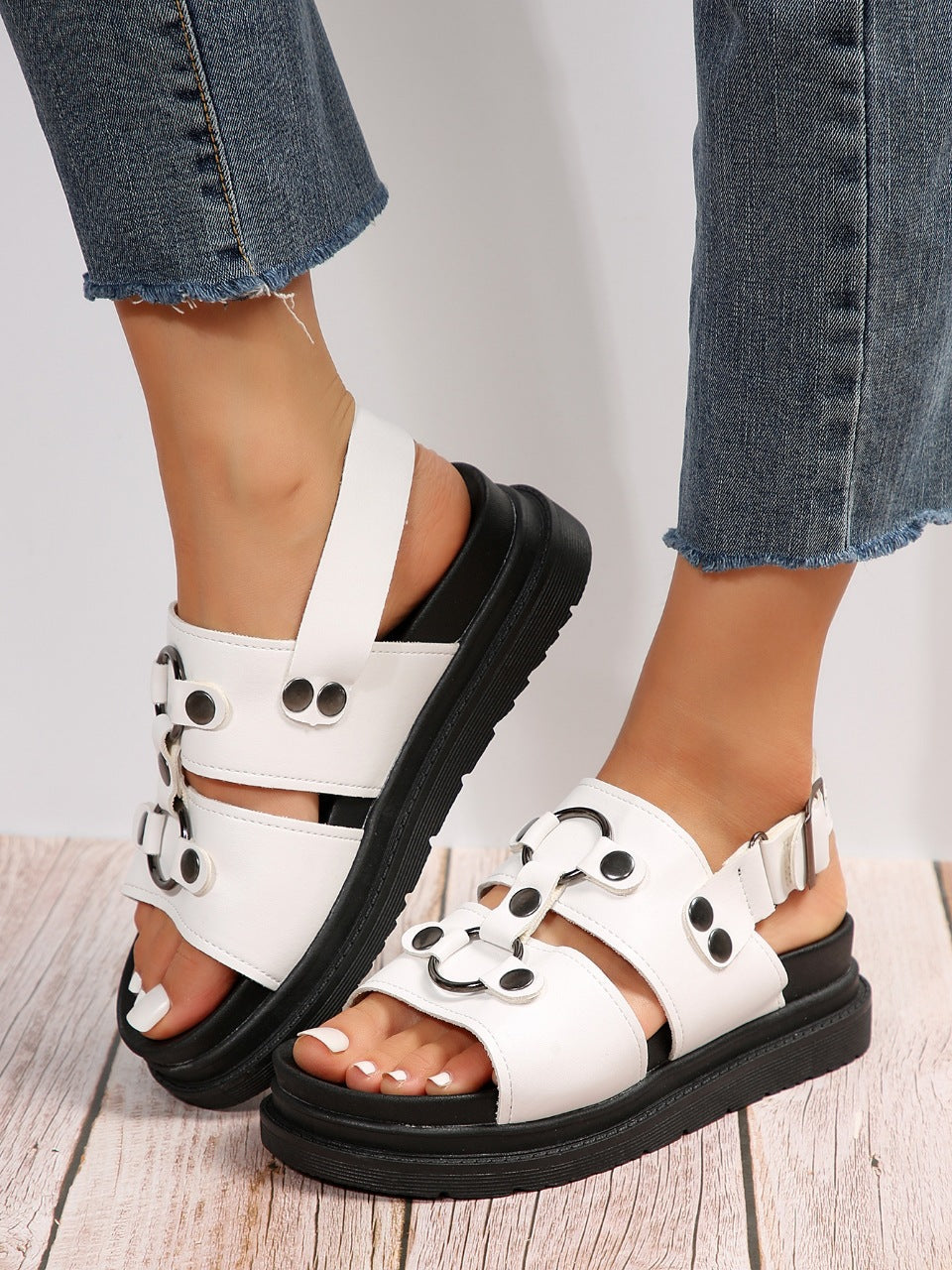 Buckle Strap Thick Sole Soft Bottom Roman Sandals