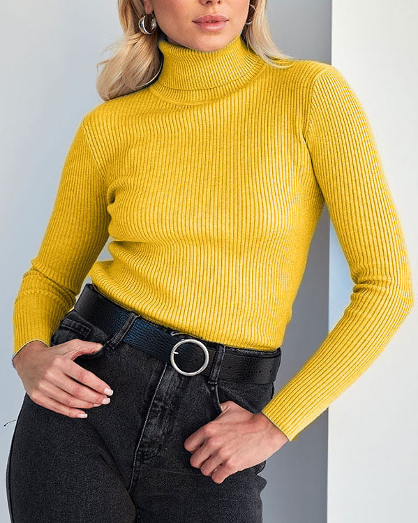 Versatile Essential Turtleneck Knitted Sweater