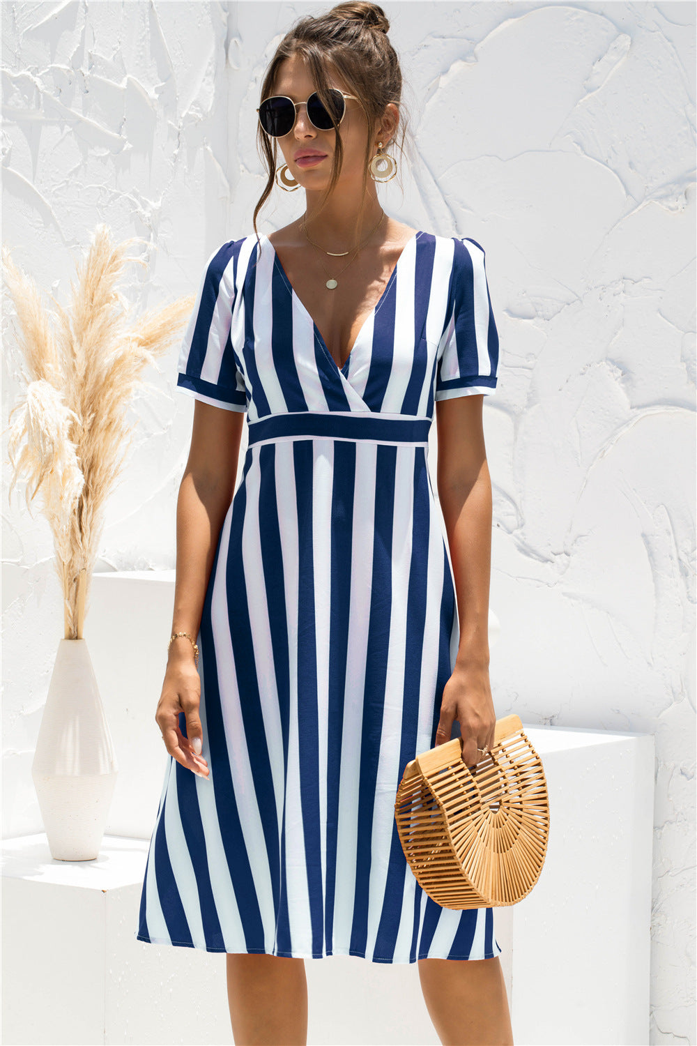 Glinda Striped Satin Midi Shirt Dress 2