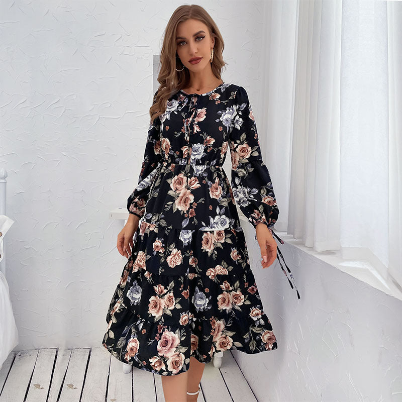 Early Sunset Floral Plisse Midi Dress