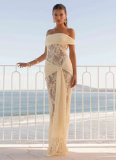 Sheer Lace Cutout Ribbon Bodycon Lace Dress