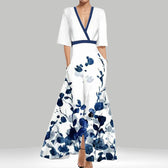 Abstract Print Deep V-Neck Wrap Maxi Dress 10