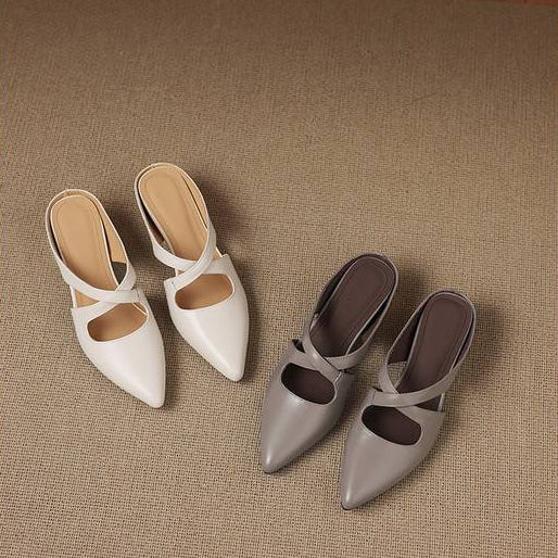 Pointed Toe Cross Strap Flats