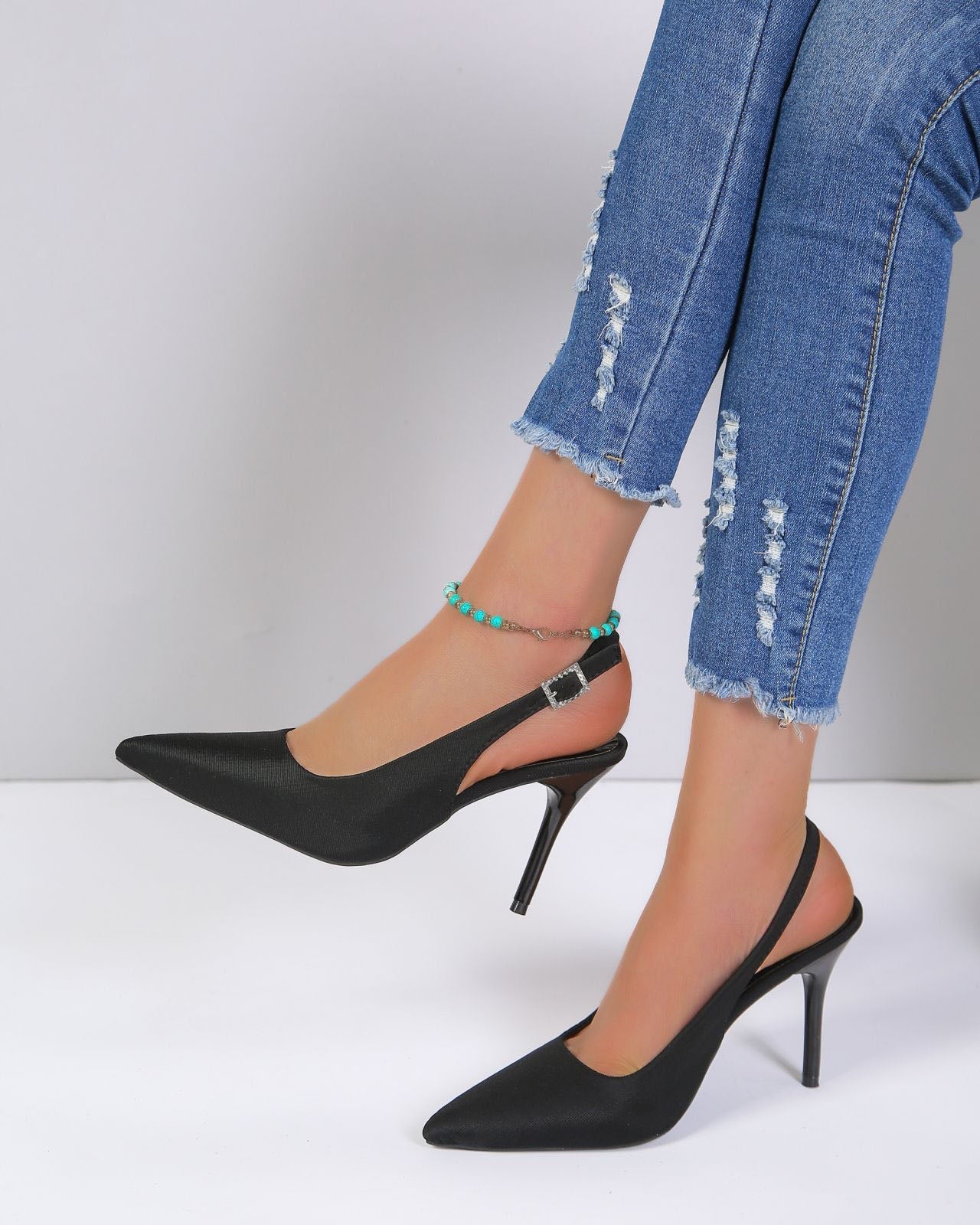 Pointed Toe High Heel Ankle Strap Sandals