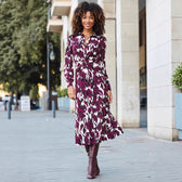 Abstract Print Long Sleeve Twist Front Midi Dress 7