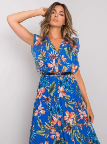 Eugenia Statement Women's Flower Ruffle Midi Dress Elevated Occasion Wear